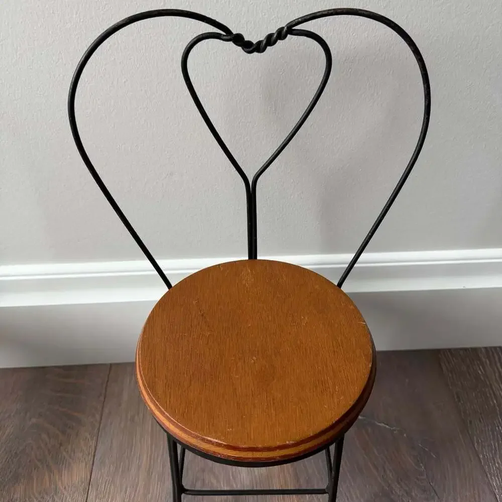 Vintage Doll Ice Cream Parlor Table & Chairs Set Heart Back